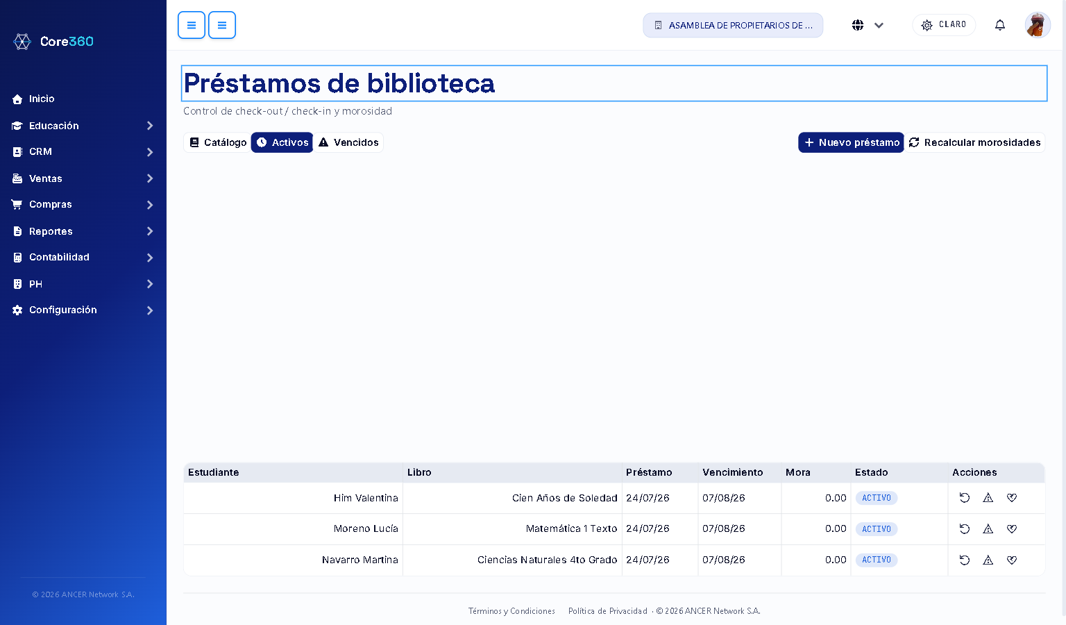 Lista de préstamos