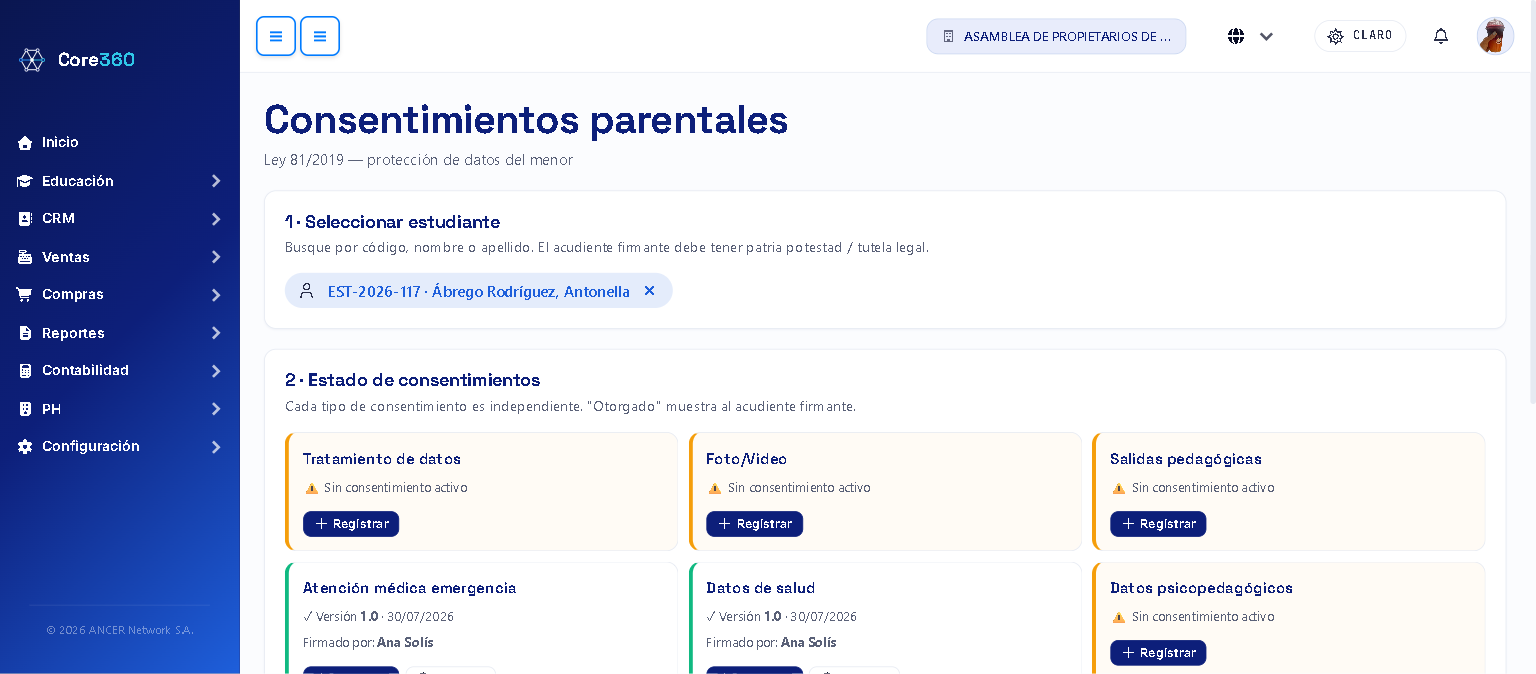 Consentimientos parentales