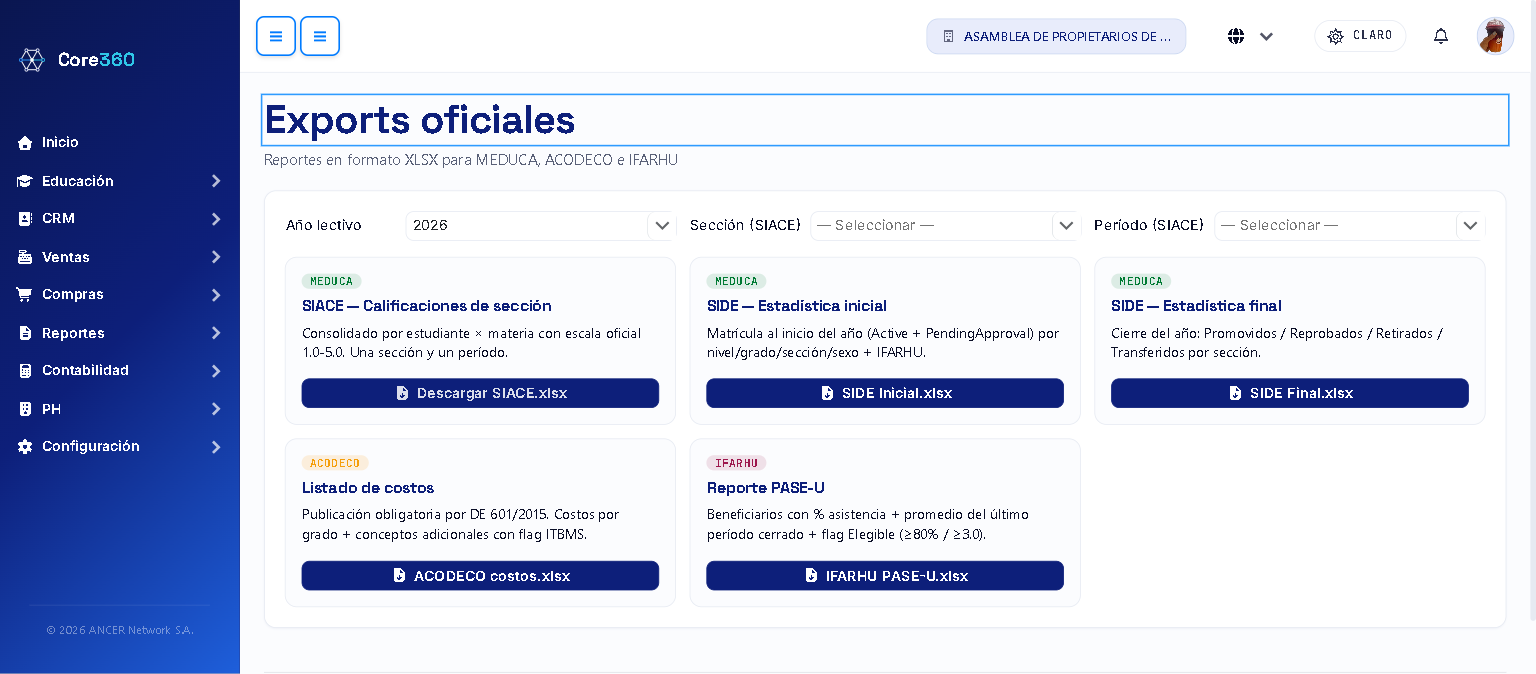 Exports oficiales