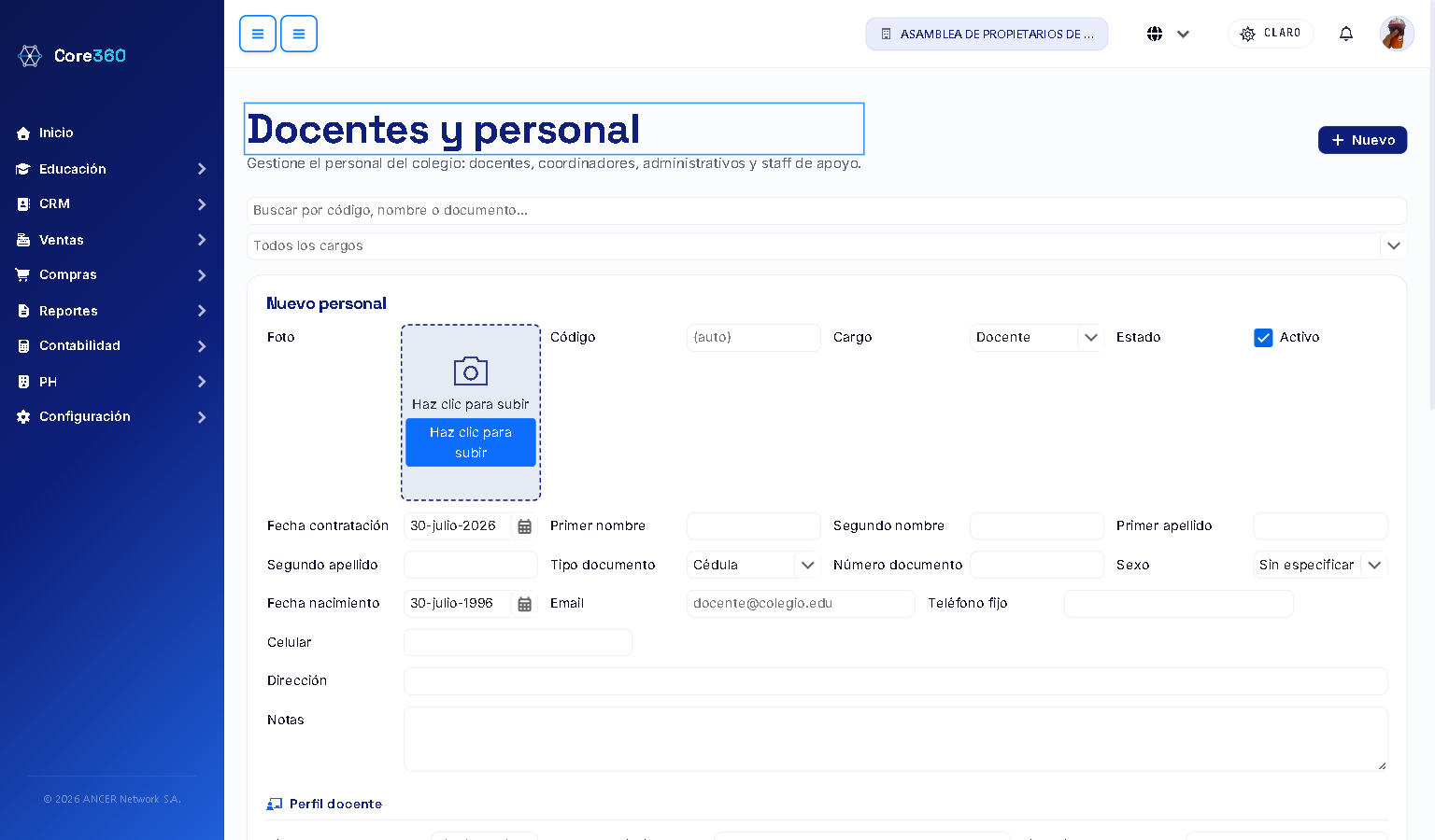 Formulario de nuevo personal