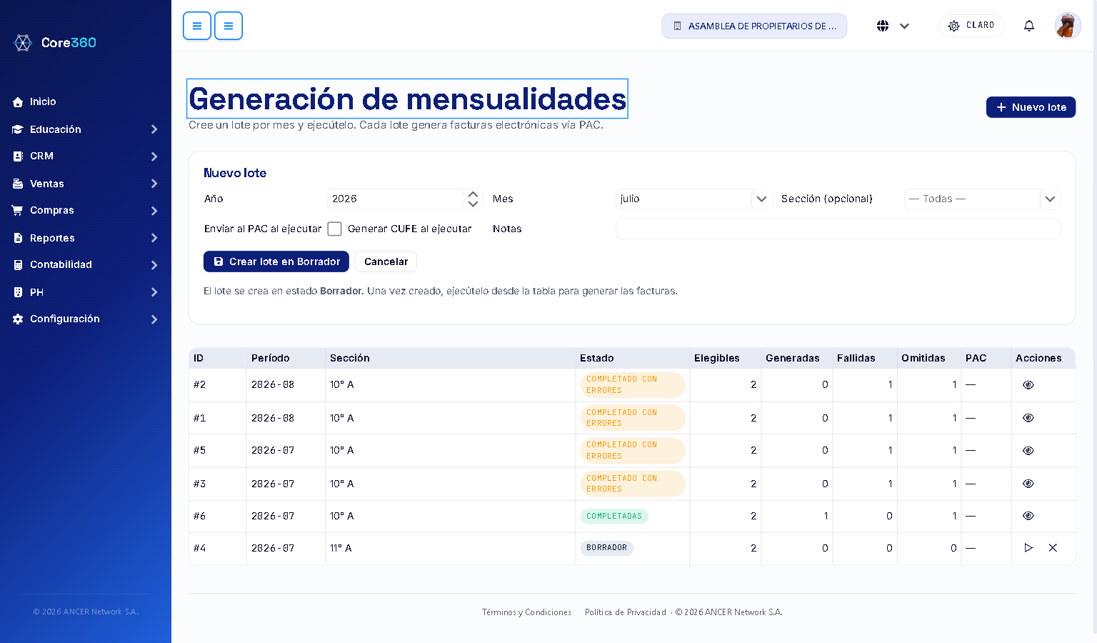 Formulario de nuevo lote