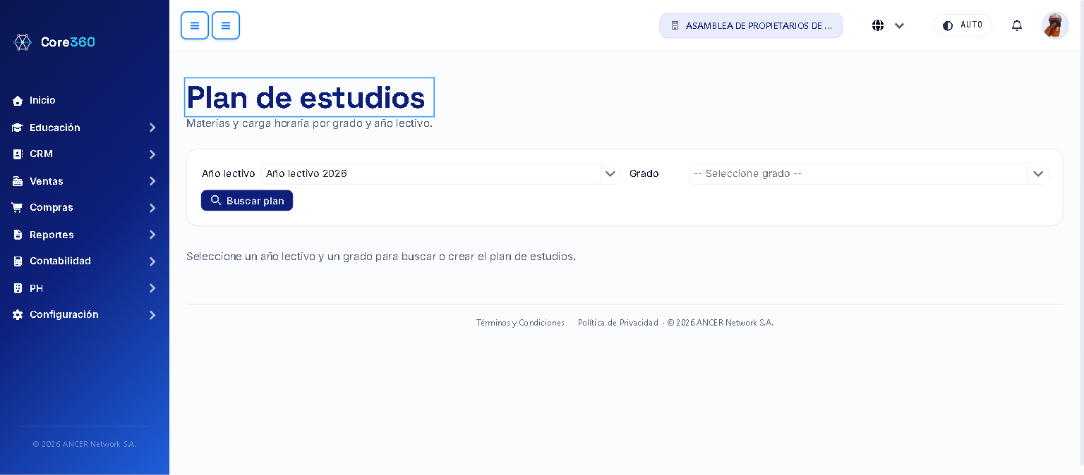 Filtros del plan de estudios